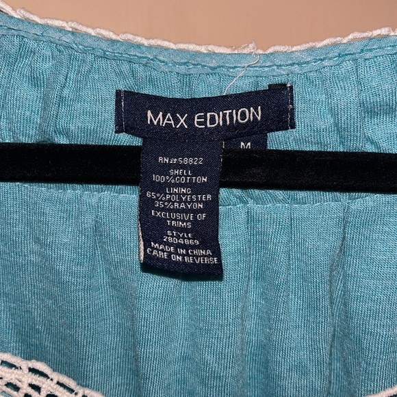 Max Edition summery dress teal color size medium 100% cotton outer, lined - Picture 4 of 6